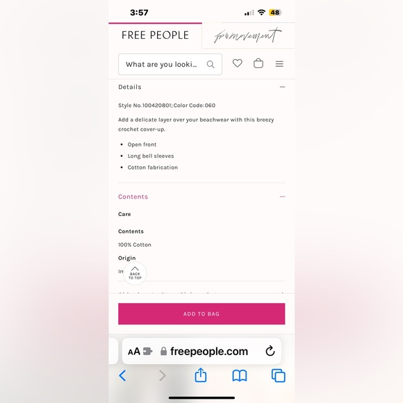 NWT FREE PEOPLE Off The Coast Crochet Layer | Chocolate MSRP $78 OS - Picture 8 of 11